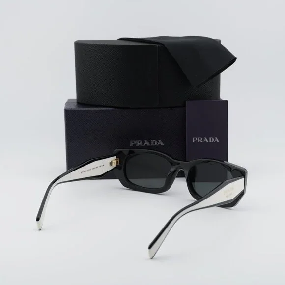 Prada PRB05S 09Q08Z Rectangle Sunglasses – Black\Dark Grey - Picture 4 of 10